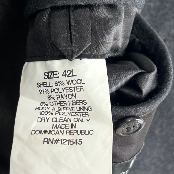 London Fog men's size 42L wool blend long coat dark gray lined - Picture 16 of 16